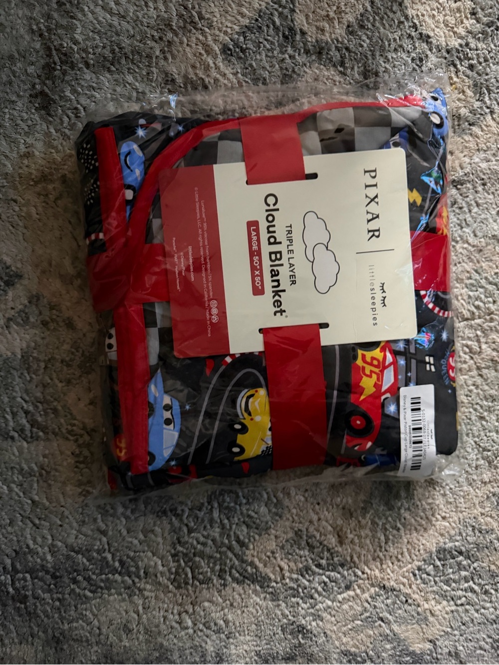 Little Sleepies Pixar Cars Black Red Blue Cloud Blanket